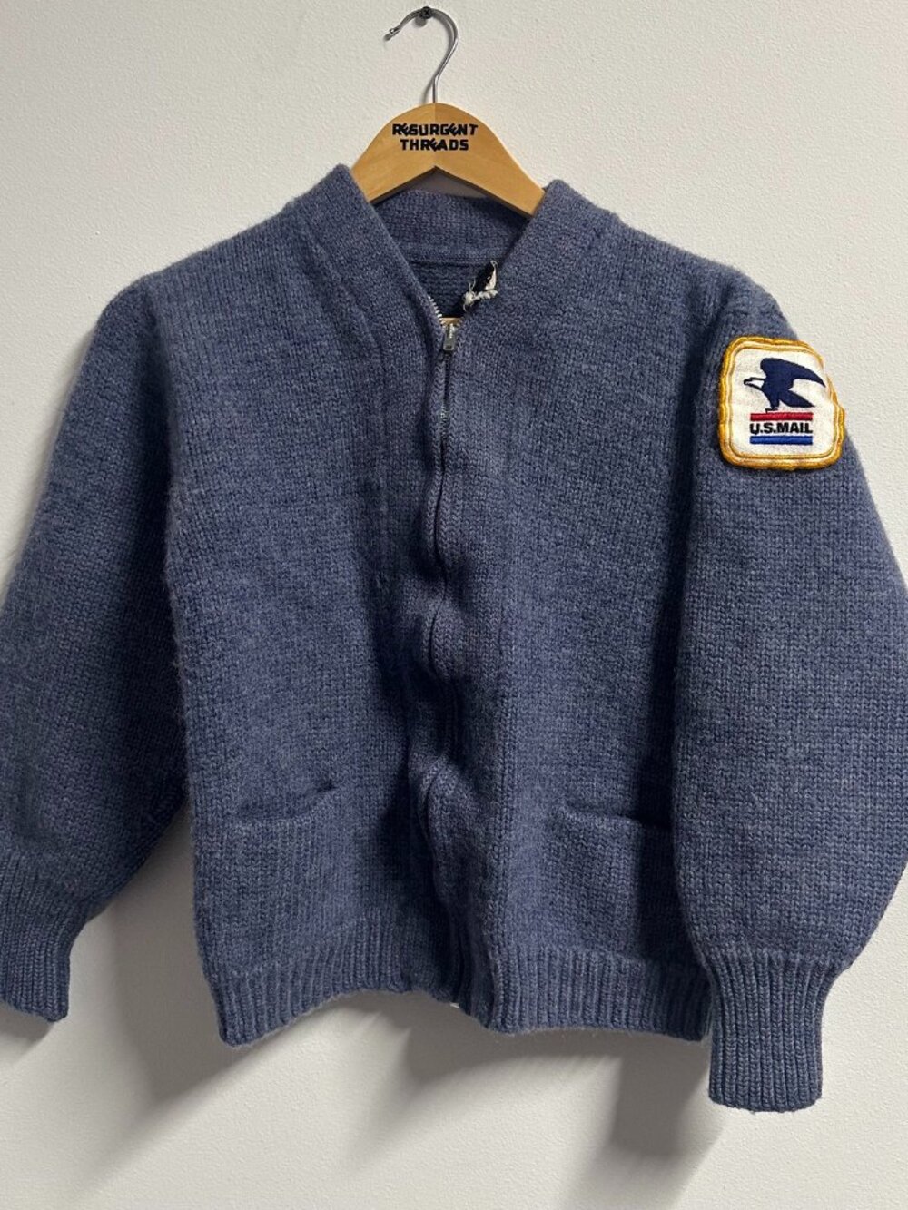 Vintage USPS Post Office Wool Full Zip Sweater Jacket J.B. Simons Medium